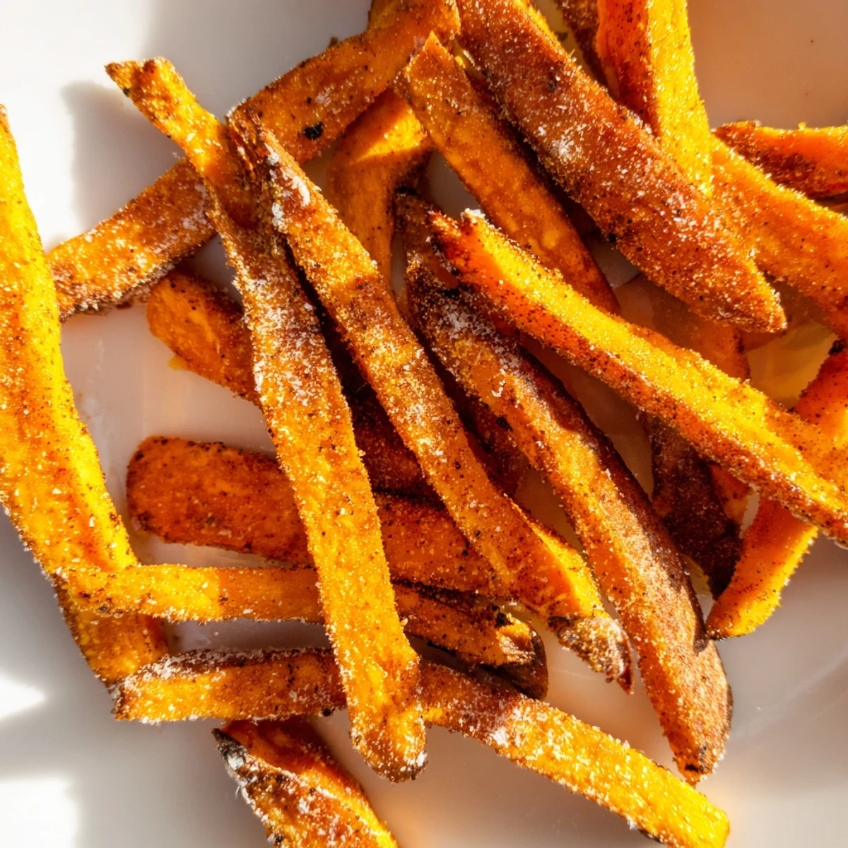 Golden, crispy Crispy Air Fryer Sweet Potato Fries served in a rustic basket, perfect for dipping in creamy sauces.