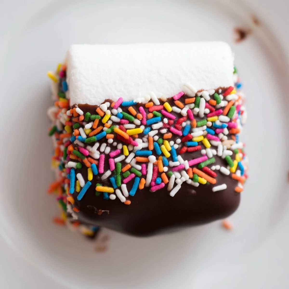 Sweet homemade chocolate-dipped marshmallows with sprinkles, perfect for gifting or dessert platters.