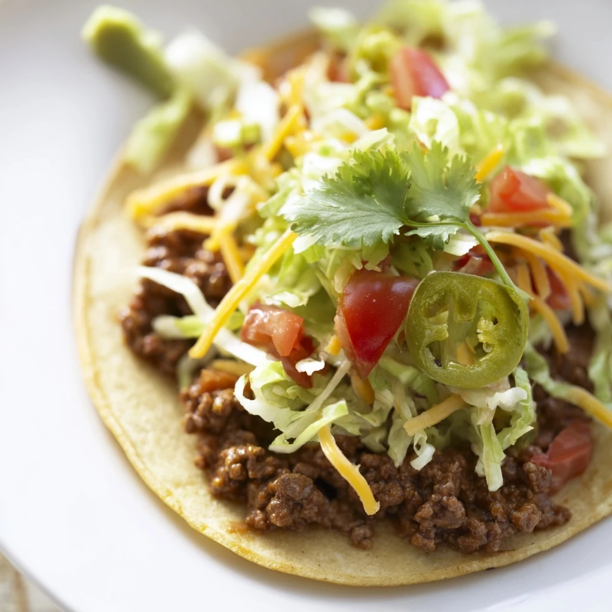 Golden warm tortillas and fresh toppings like shredded lettuce, diced tomatoes, and cheese for building customizable tacos.