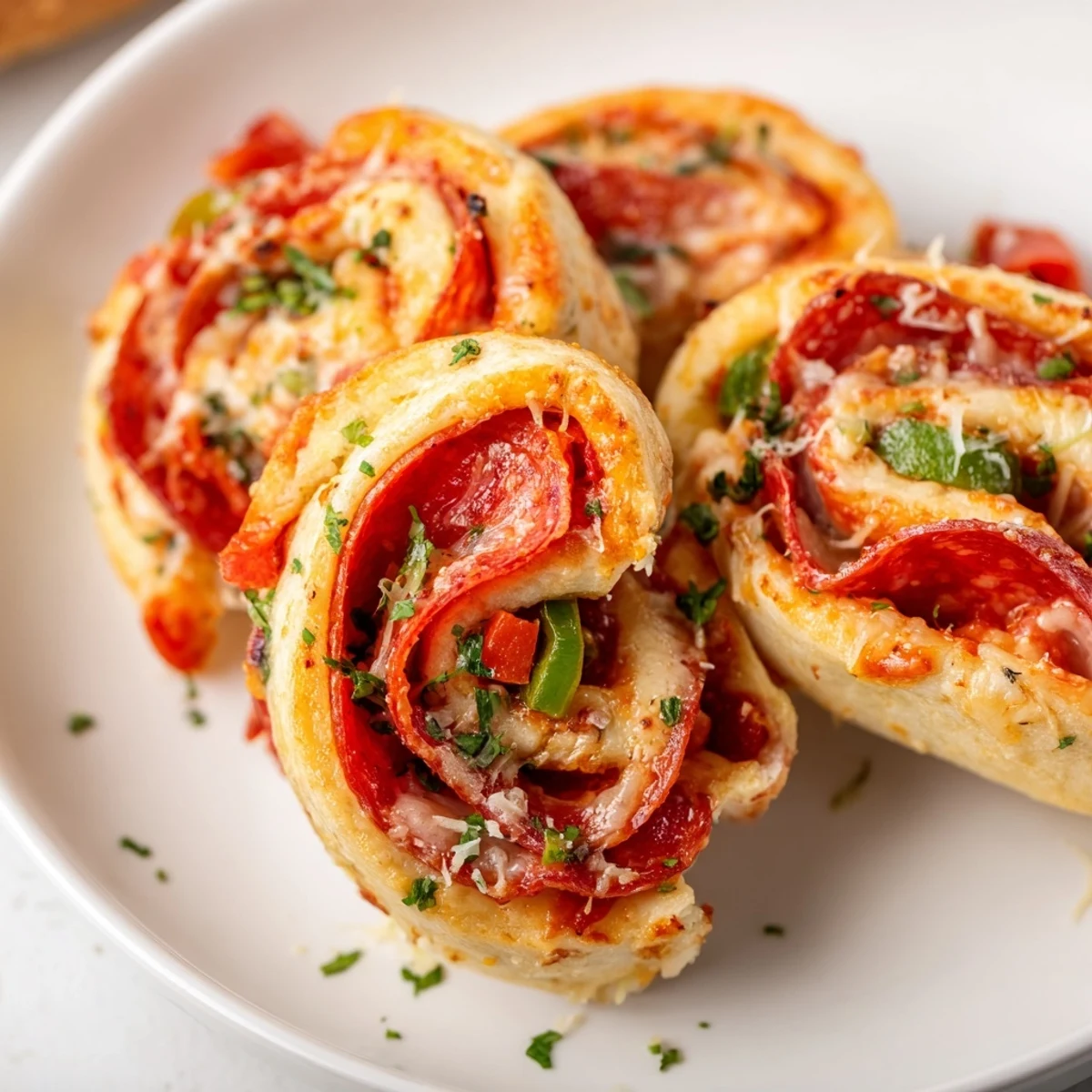 Golden-brown Super Bowl Pizza Rolls with melted mozzarella and halal pepperoni, served warm on a game day platter.