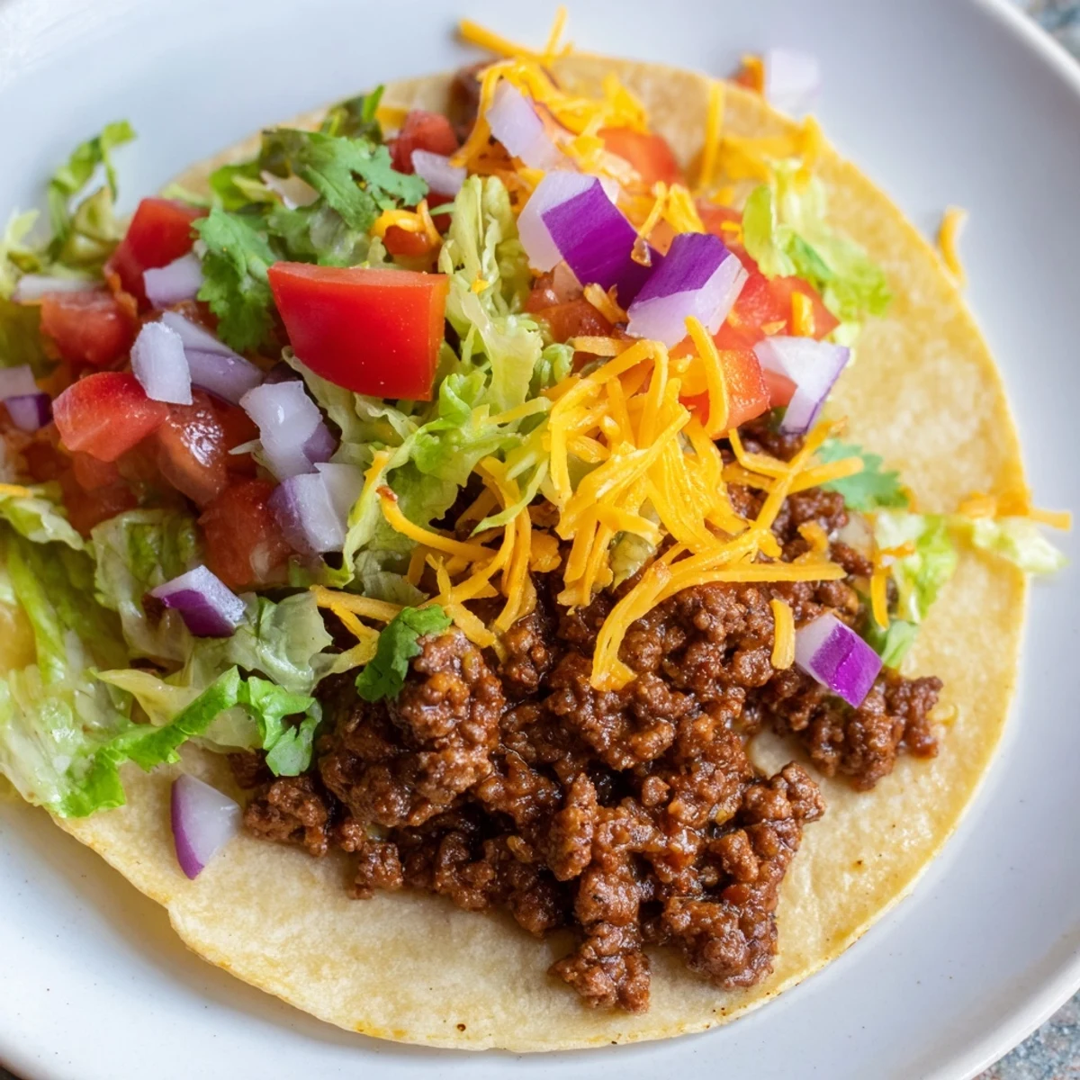 Ground beef filling with homemade seasoning spooned into warm tortillas for classic Beef Tacos