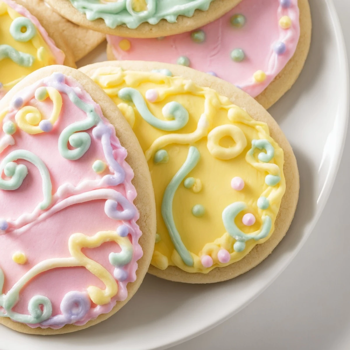Freshly baked Easter Egg Sugar Cookies decorated with pastel royal icing, perfect for spring celebrations and festive gatherings.