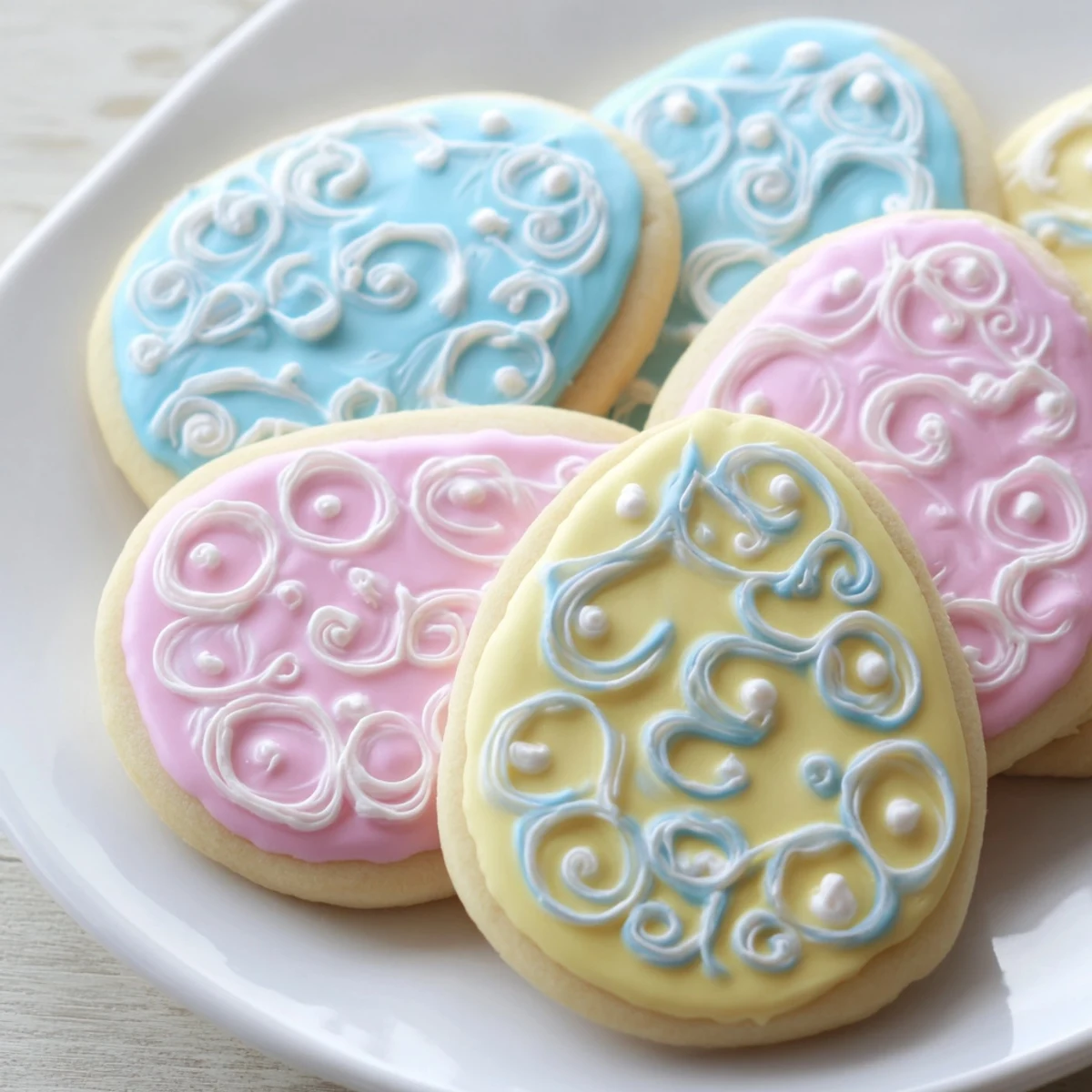 Delicate Easter Egg Sugar Cookies with smooth icing and vibrant colors, ideal for Easter brunch or spring parties.