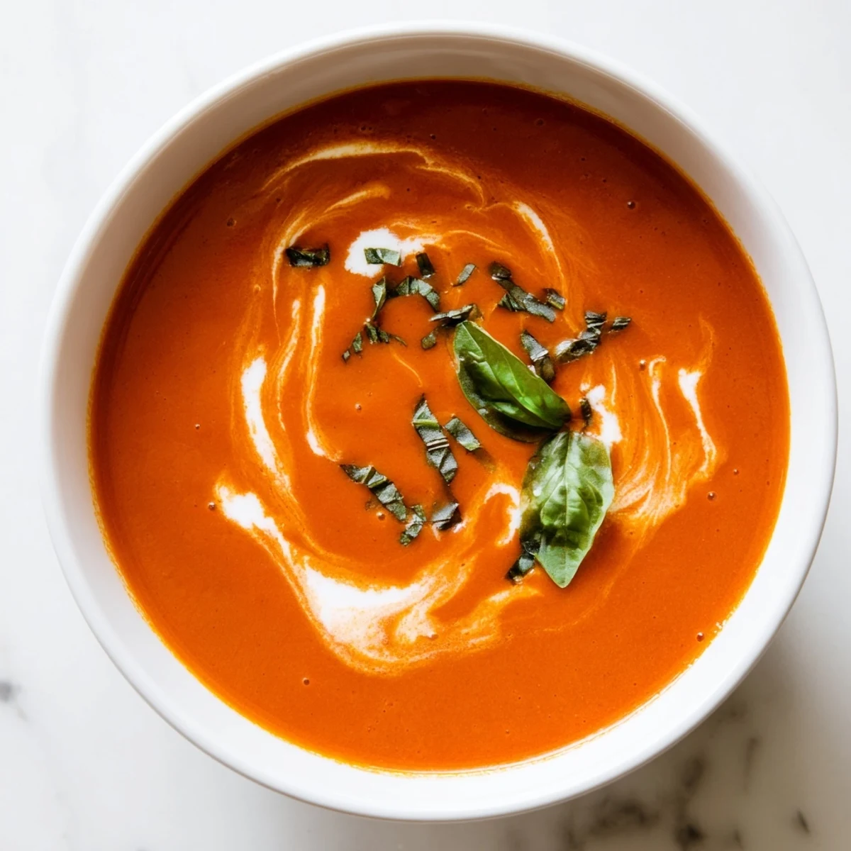 Homemade Creamy Tomato Basil Bisque with grilled cheese sandwich on the side for dipping.