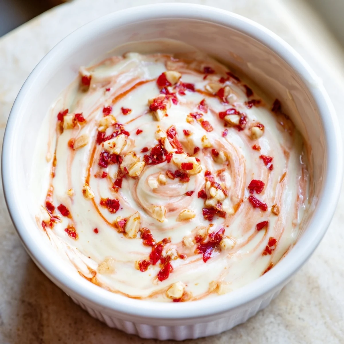 Creamy Spicy Aioli with minced garlic and smoked paprika, served in a small bowl with a dipping fry nearby.