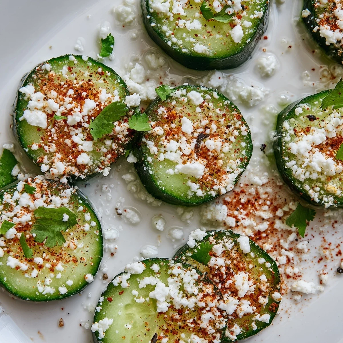 Crisp cucumber slices tossed with zesty lime, chili powder, and salt for a refreshing snack