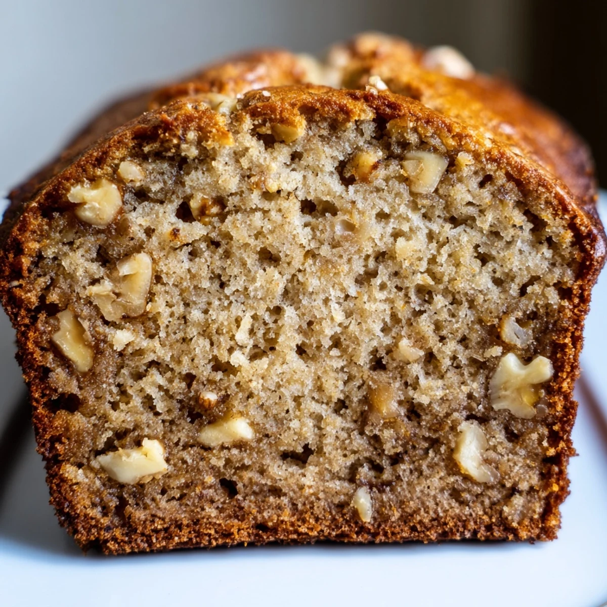 Homemade ultimate banana nut bread fresh from the oven with a perfectly domed golden crust