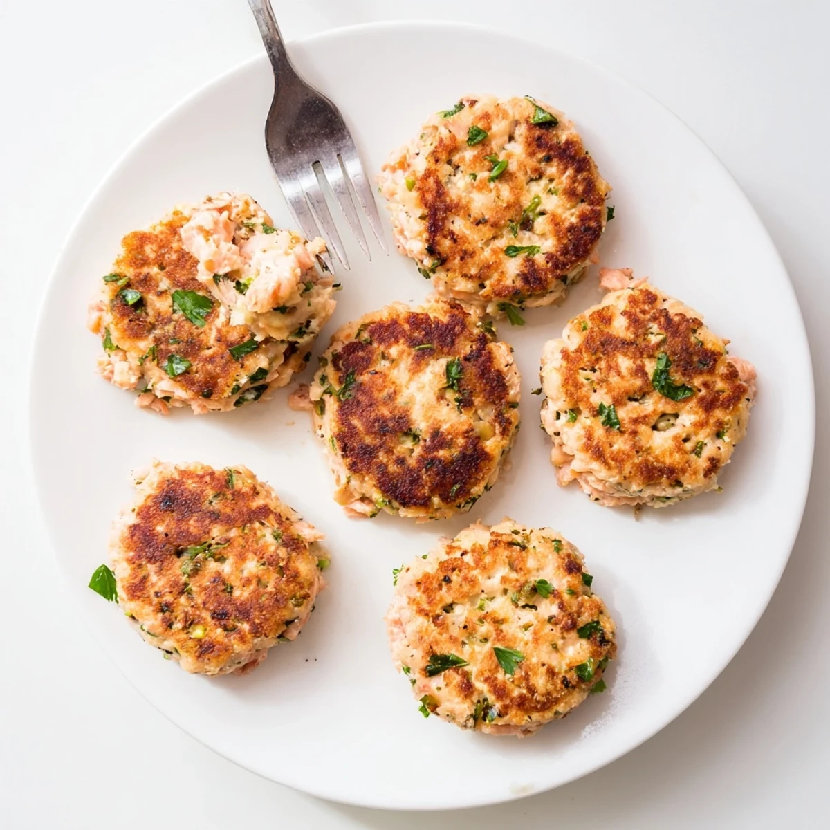 Pan-fried easy salmon cakes with canned salmon featuring crispy exterior and tender flaky interior texture