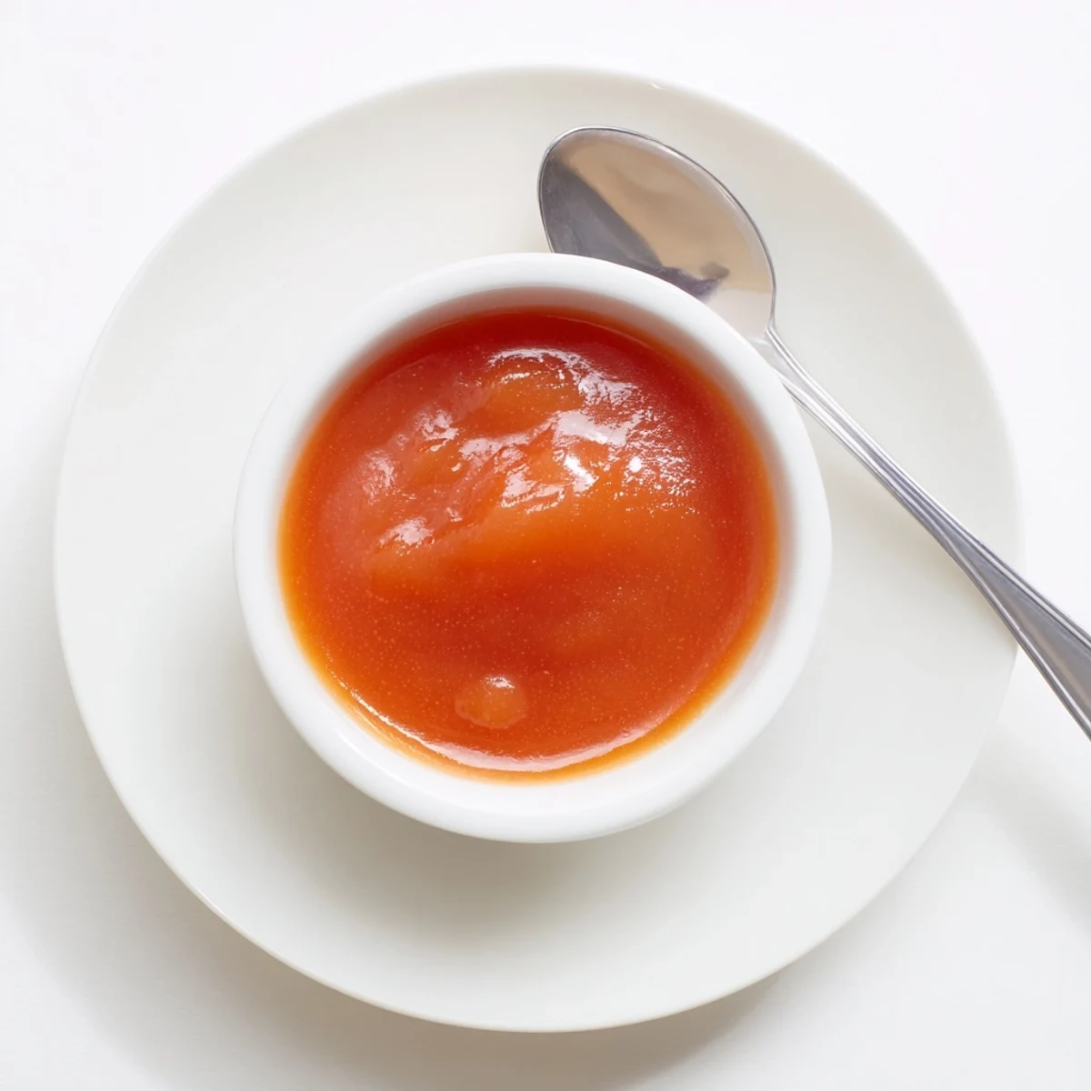 Golden McDonalds sweet and sour sauce in a white ramekin with dipping pretzels