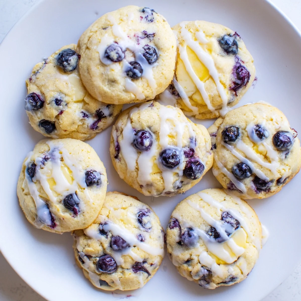Golden-baked lemon blueberry cheesecake cookies stuffed with creamy center and fresh berries