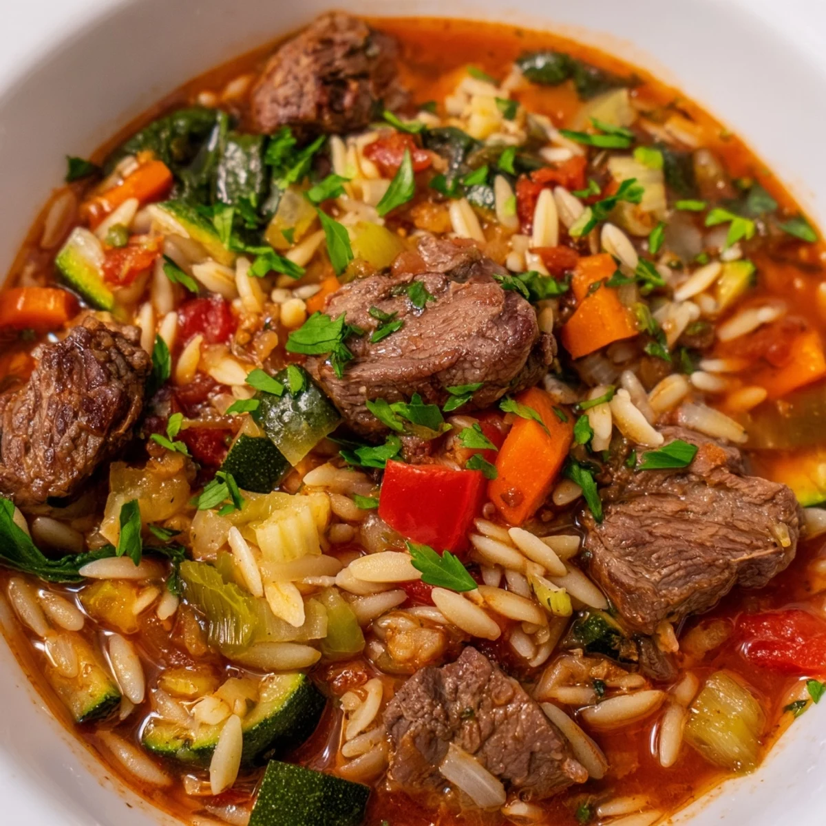 Hearty Beef Orzo Soup