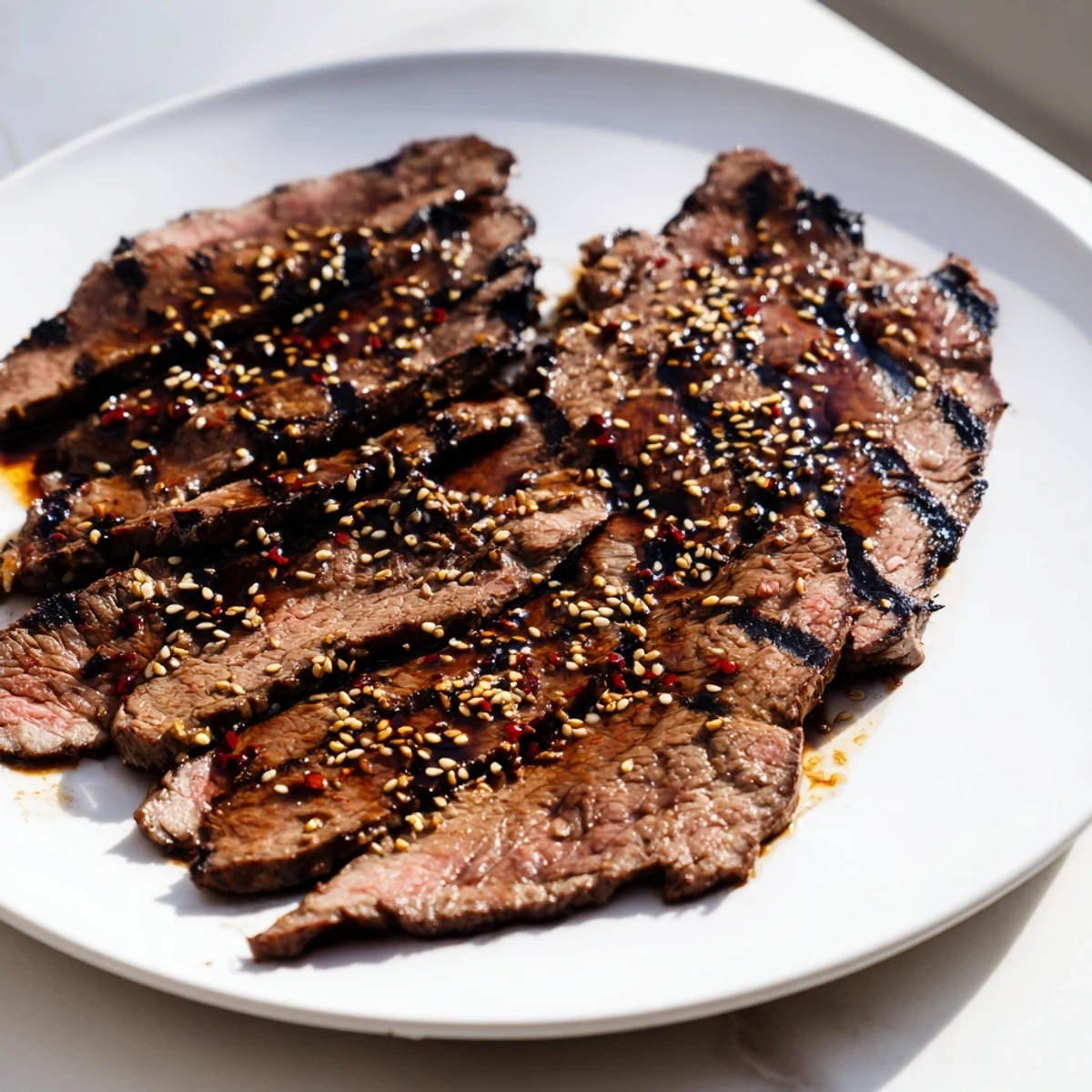 Tender sliced Beef Yakiniku glazed in savory marinade served over fluffy white rice