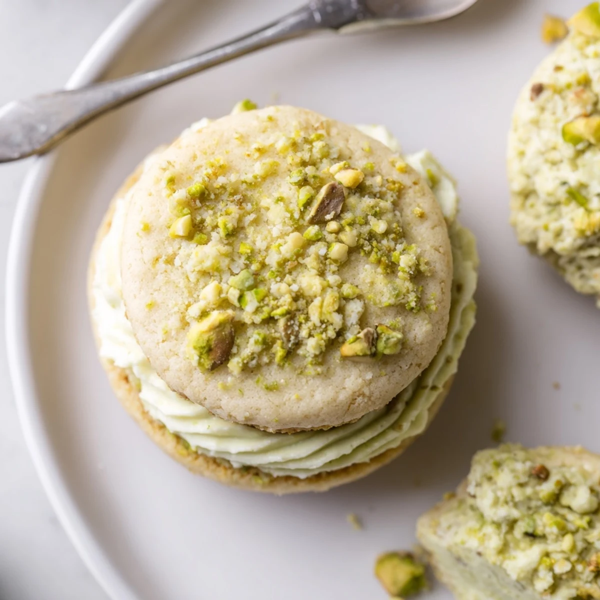Savor Pistachio Cream Cookies Recipe stacked on a wire rack, butter aroma