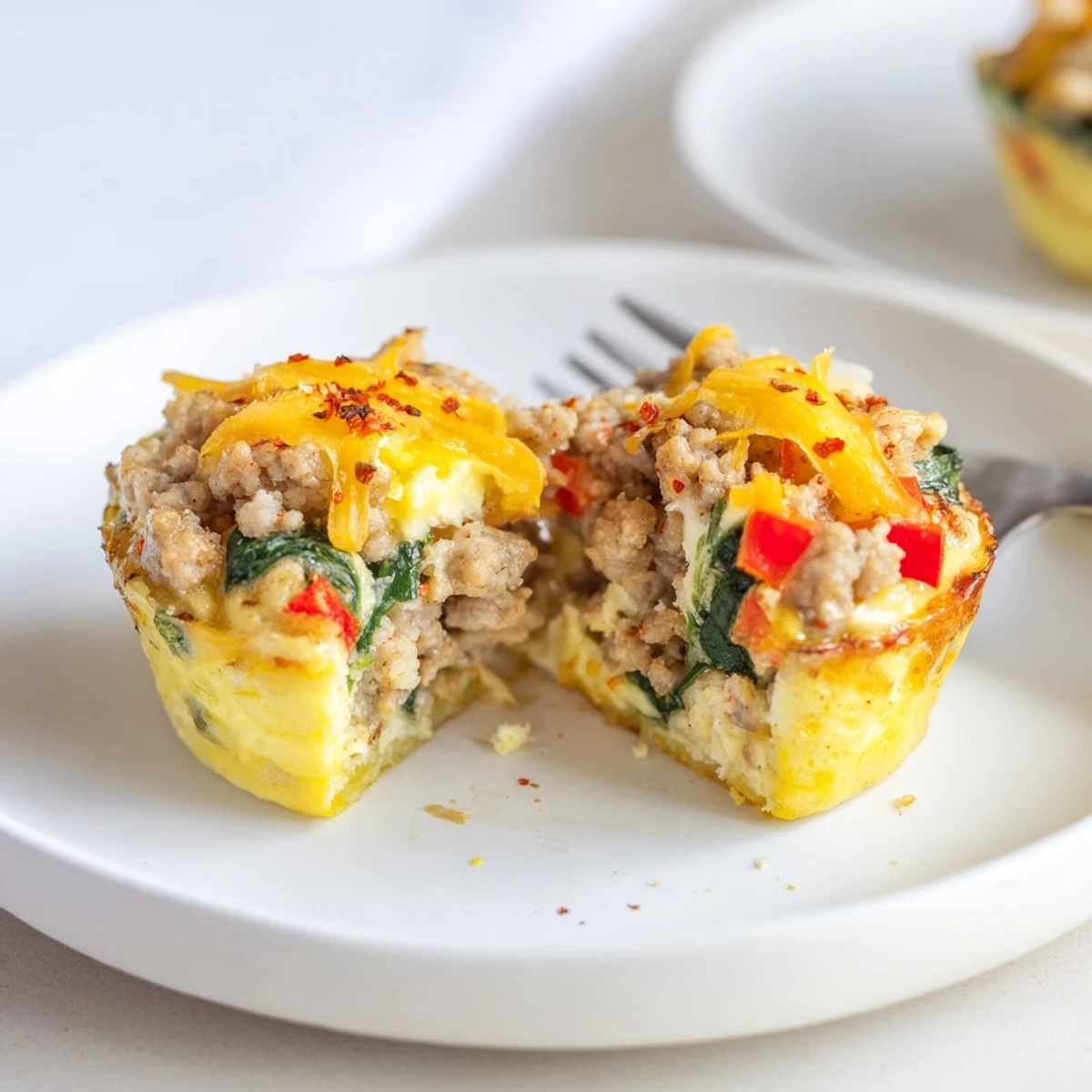 Warm Turkey Sausage Egg Muffins cooling on a tin, golden tops.