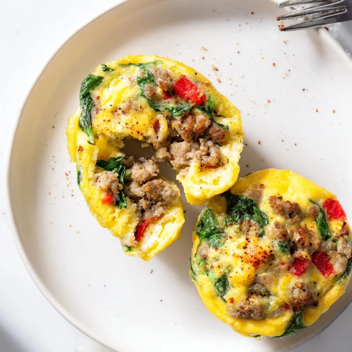 Batch of Turkey Sausage Egg Muffins stacked for grab-and-go weekday breakfasts.