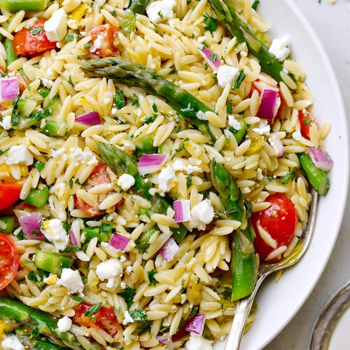Asparagus Orzo Salad With Lemon Vinaigrette colorful, spring-ready side for picnics or lunches