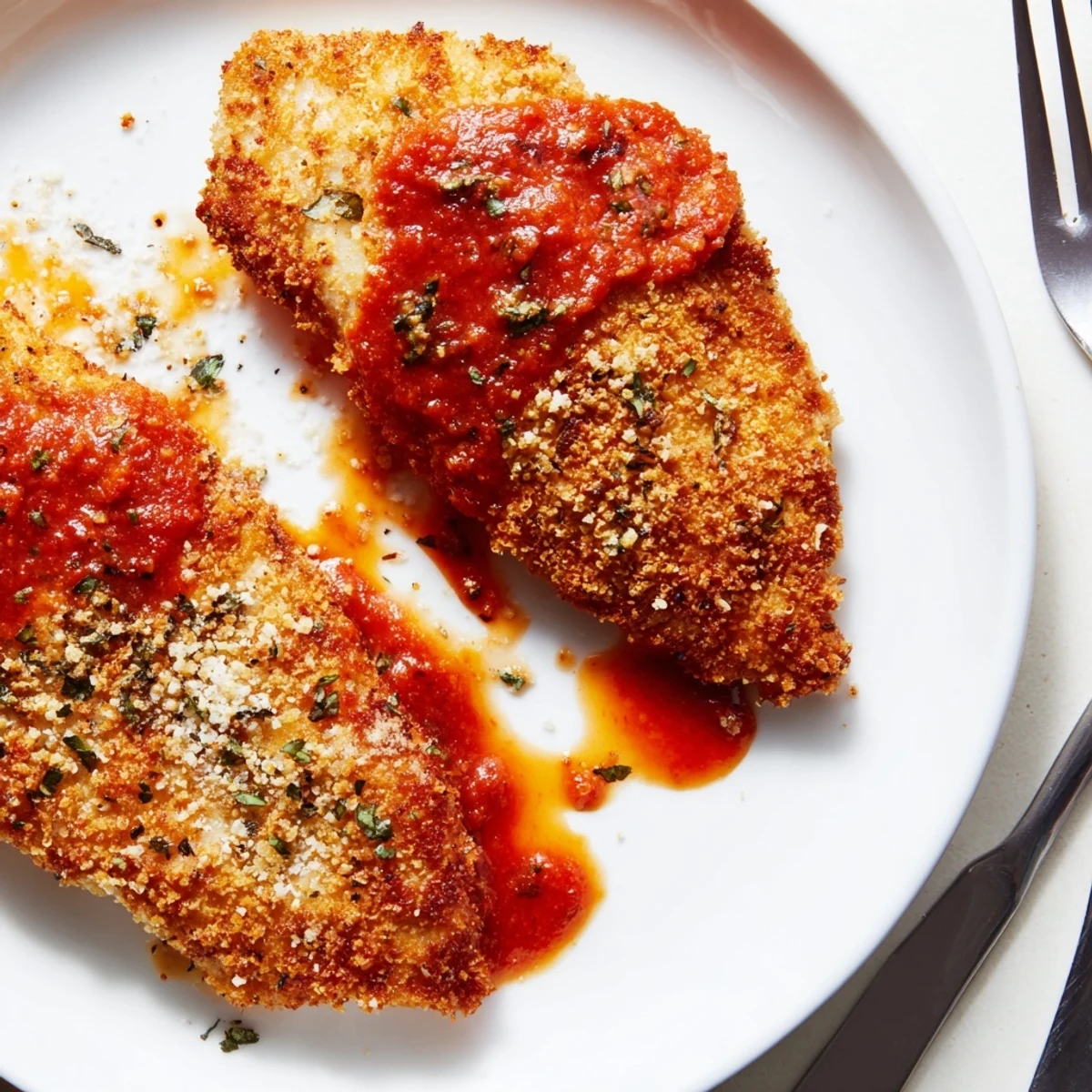 Parmesan Roasted Red Pepper Chicken on a skillet, golden crust steaming