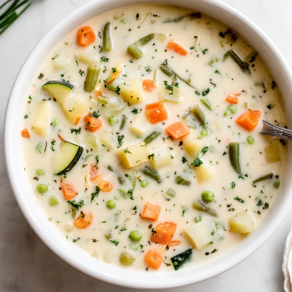 Creamy Vegetable Soup Recipe in a bowl, velvety texture, garnished with parsley