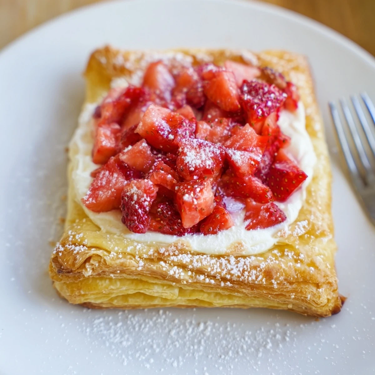 Fresh-baked Strawberry Danish Recipe, cream cheese center oozing, warm on rack