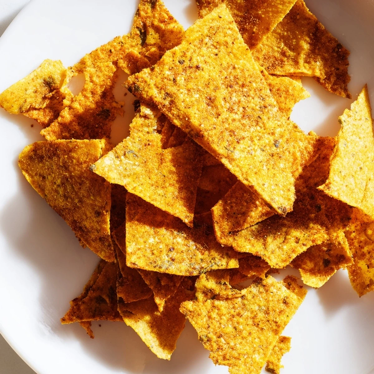 Homemade chickpea chips baked to perfection with spices and served alongside creamy hummus dip