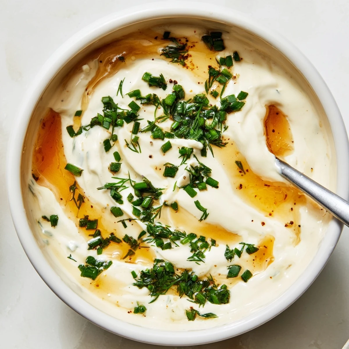 Velvety Hot Honey Ranch Dip beside crisp chips and lemon wedge