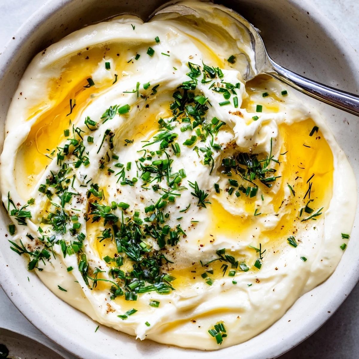 Chilled Hot Honey Ranch Dip garnished with chives, perfect for wings