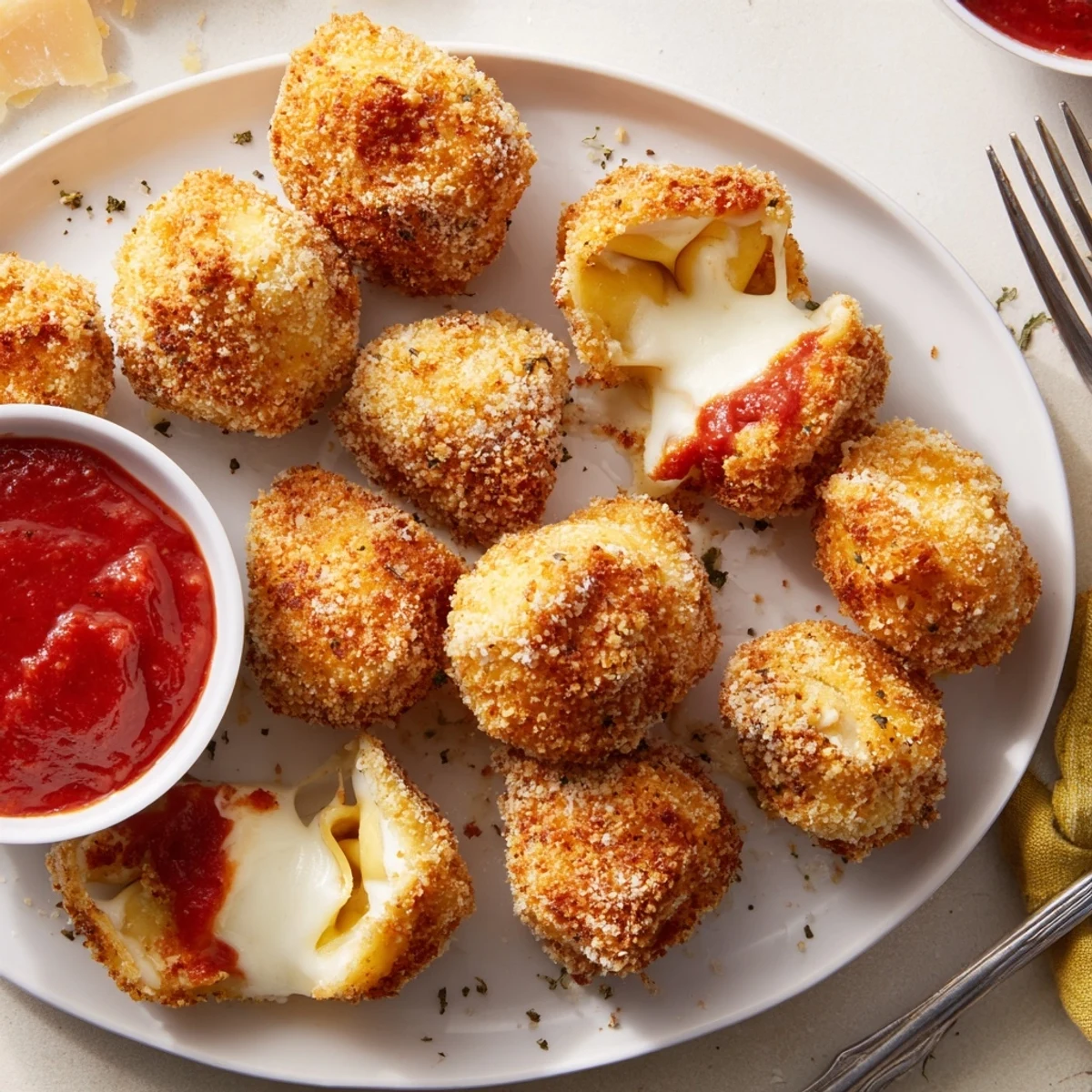 Crispy Tortellini Party Snacks Recipe frying or baking options, crunchy seasoned breadcrumb crust