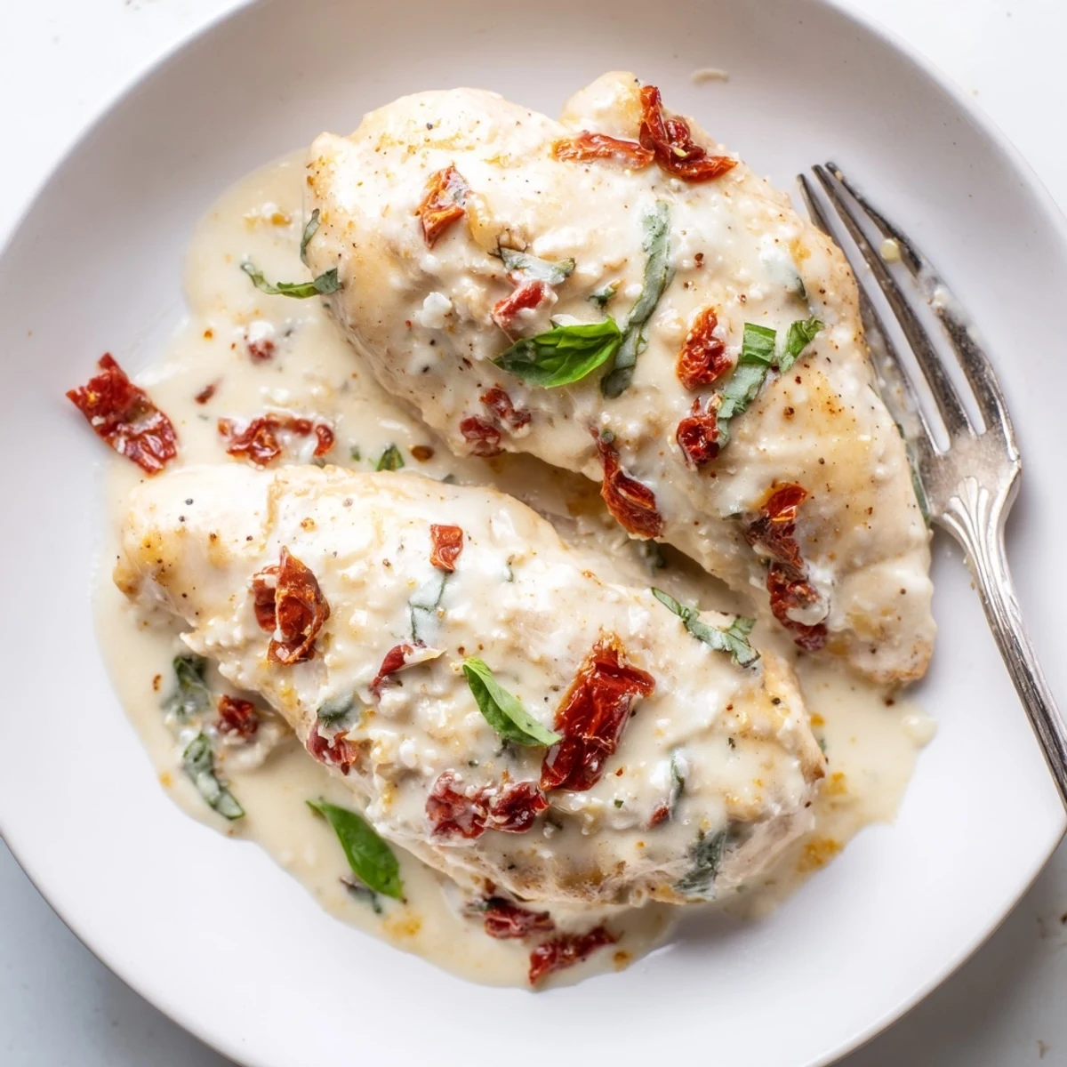 Tender Dump And Go Crockpot Marry Me Chicken served over buttered mashed potatoes