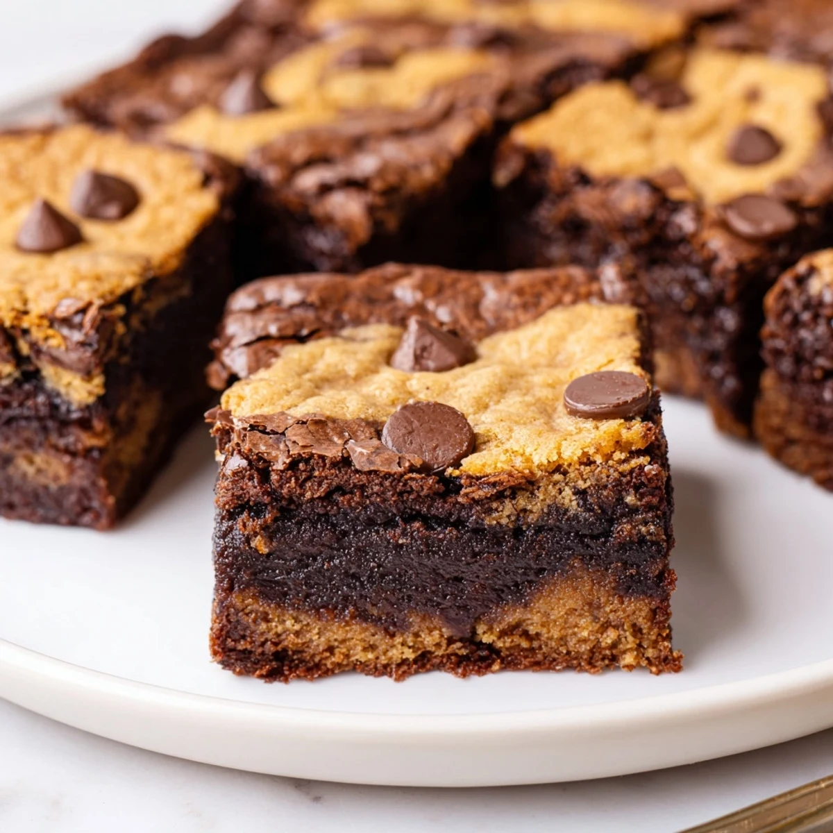 Fudgy Chewy Brookies Recipe: warm chocolatey bars with gooey centers, ideal with ice cream.